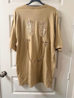 PCH the label Beige Sequin Smile Midi T-shirt Dress